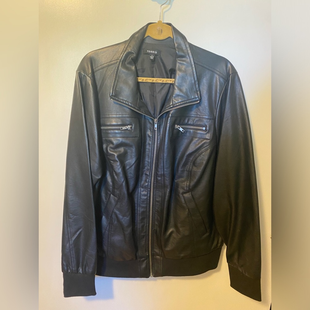 Faux Leather Black Bomber jacket